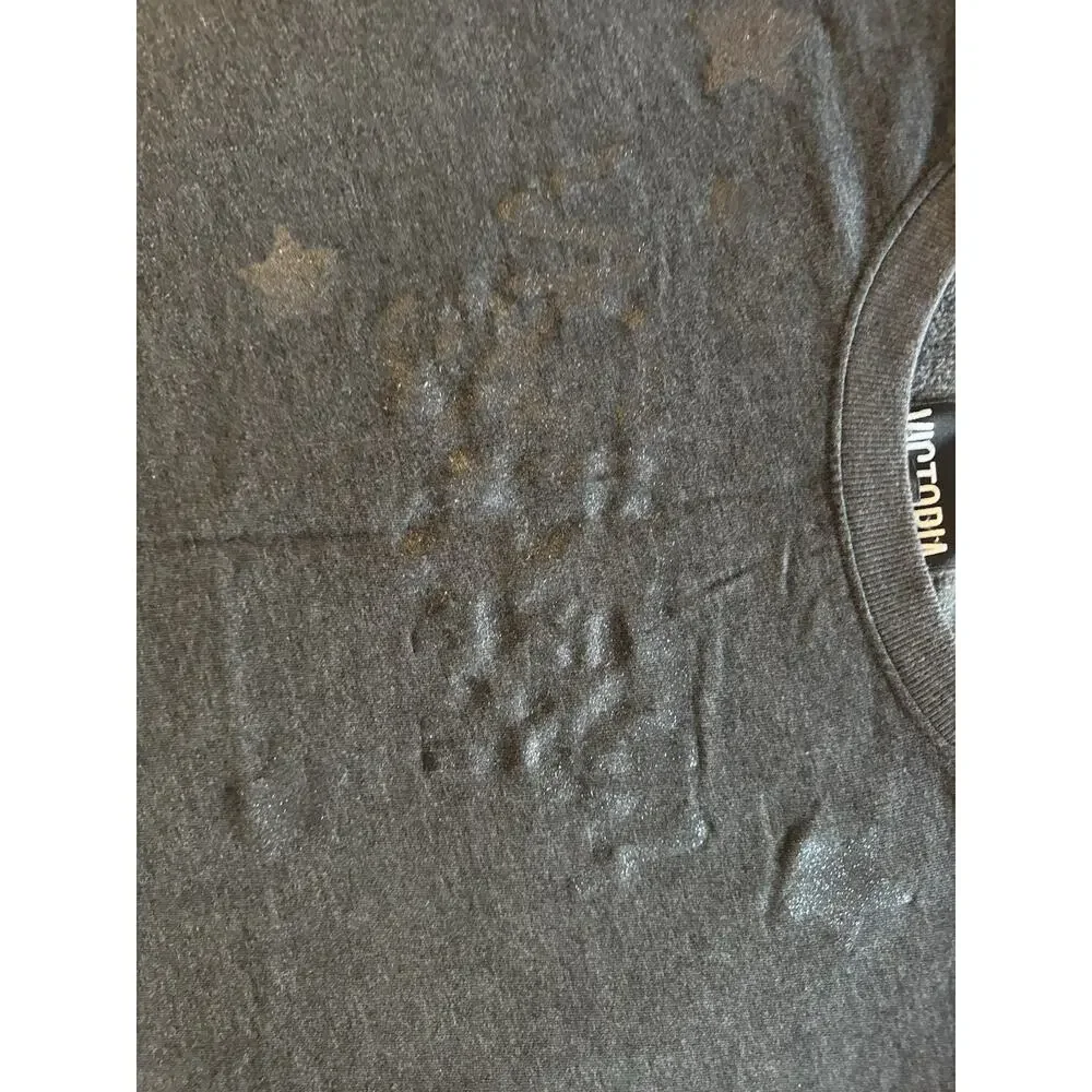 Victoria's Secret Sport Gray Pullover Stars Glitter Women's XL comfy sweatshirt